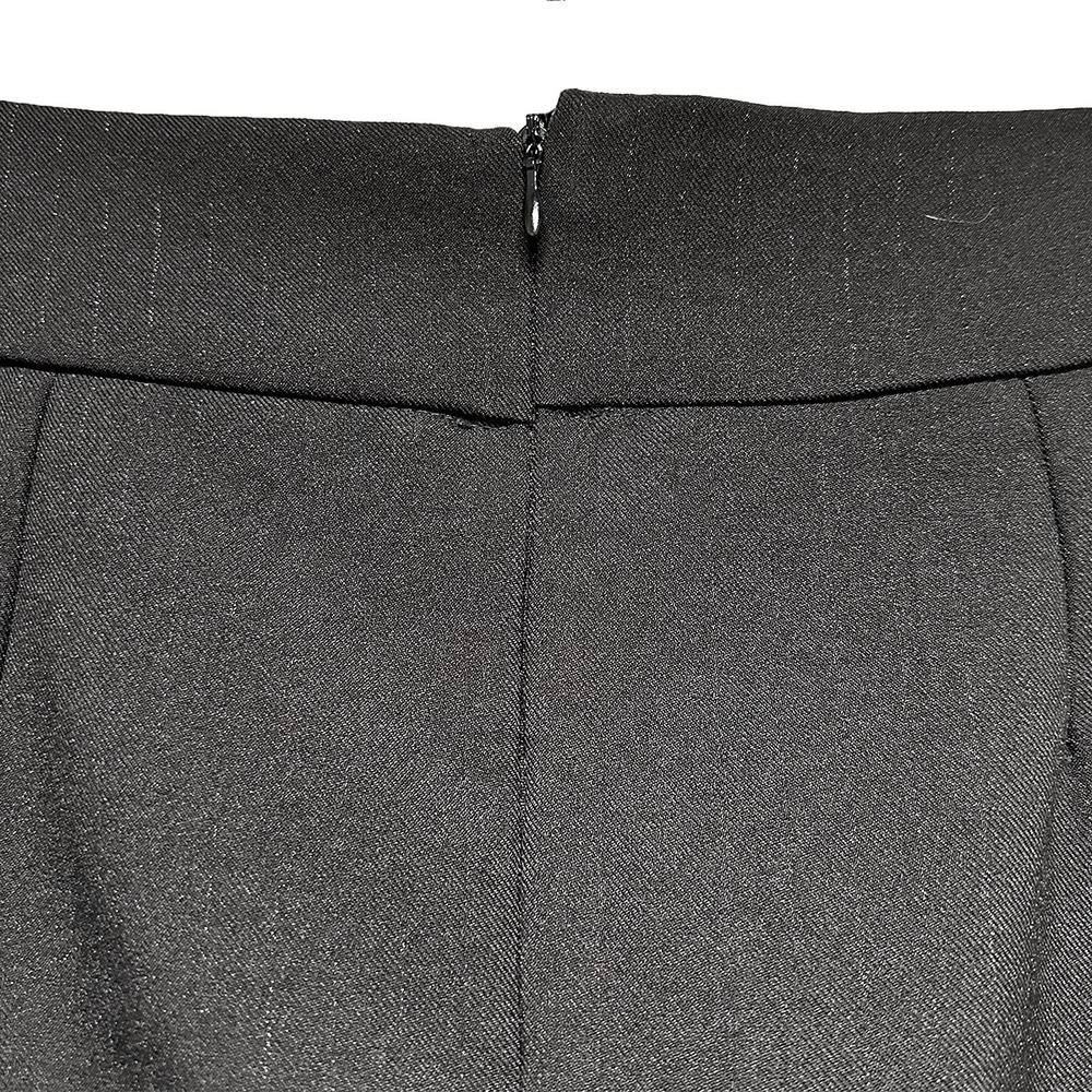 WILSON WEN Vintage Front Pleated Pinstripe Mini Skirt • Large • black,‎ silver - Picture 4 of 6